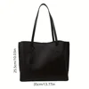 1PC black minimalist large capacity soft leather tote bag casual versatile shoulder bag 5