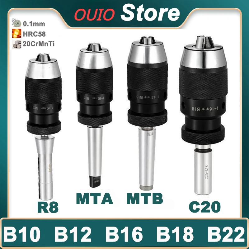 Ouio Mt2 Mt3 Mt4 Mt5 R8 C10 C12 C16 C20 B10 B12 B16 B18 B22 Mandrino Per Trapano Morse Tornio Trapano Cnc Trapano Autobloccante