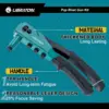 Libraton Rivet Gun Kit, Heavy Duty Manual Riveting Tool 1PC with 120 Blind Rivets, 4 HSS Drill Bits, 4 Tool-free Interchangeable 4