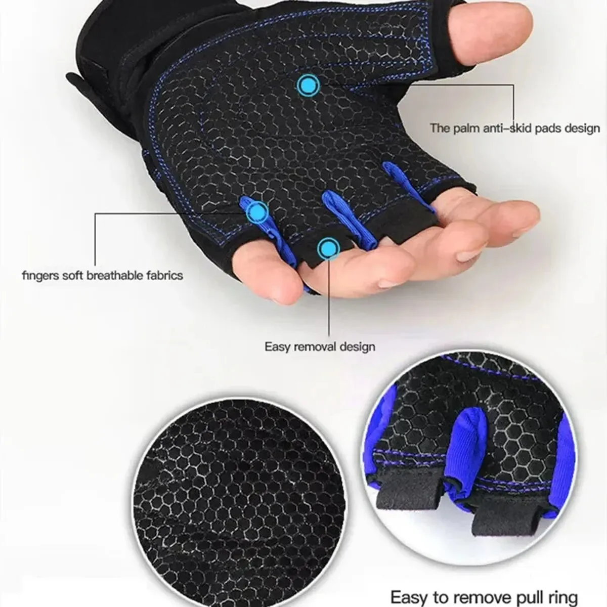 Gym Gloves for Men Women Fitness Weight Lifting Wristband Gloves Body Building Training Sports Exercise Cycling Glove Shockproof 3