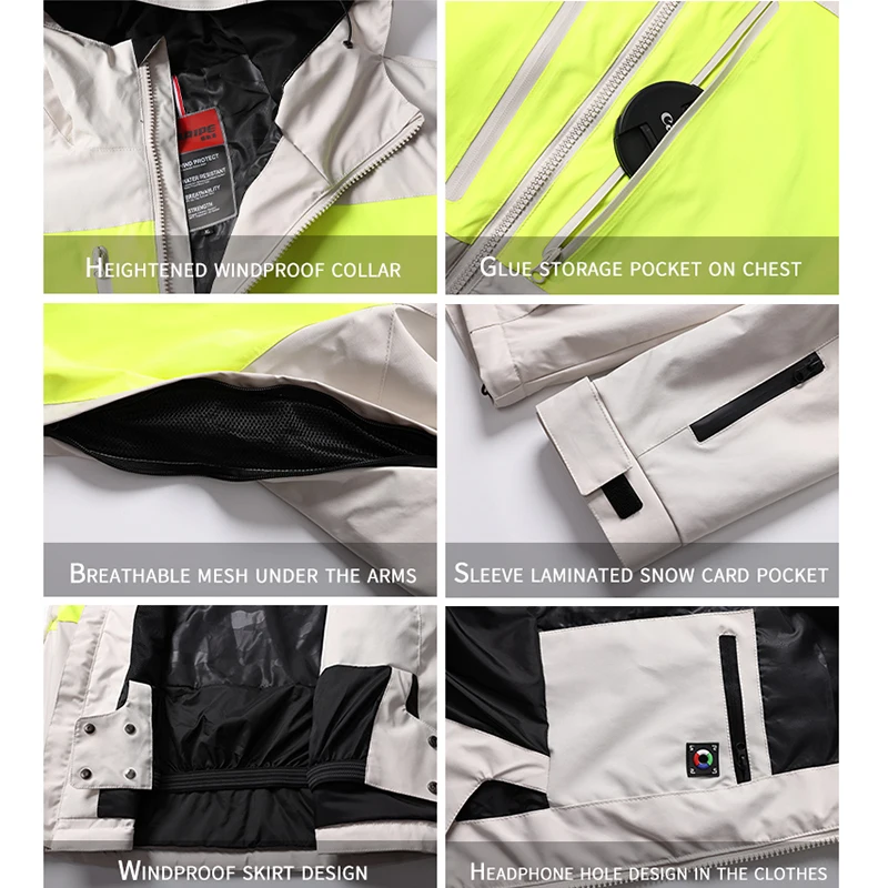 Men's and Women's Ski Jacket Windproof and Waterproof Veneer Double-board Snow Suit Winter Warm SKi Jacket For Women Men