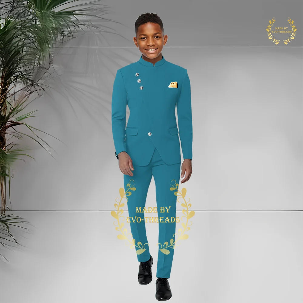 Boys' formal 2-piece suit African/Indian stand collar blazer wedding ball party birthday gift kids tuxedo