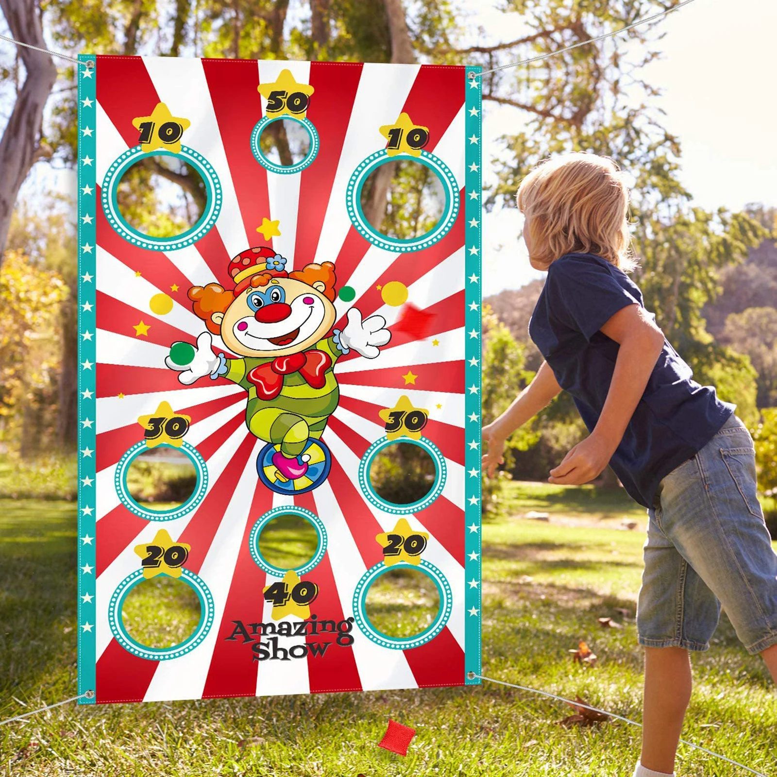 Sandbag Throwing Game Clown Flag Party Decor New Year 2024 Game for Home Parent-child Props Toss Games 2