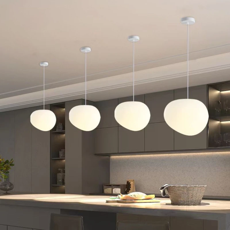Nordic Modern Minimalist Pebble Pendant Lamp Room Decoration Corridor Staircase Restaurant LED Pendant Lamp Atmosphere Glossy