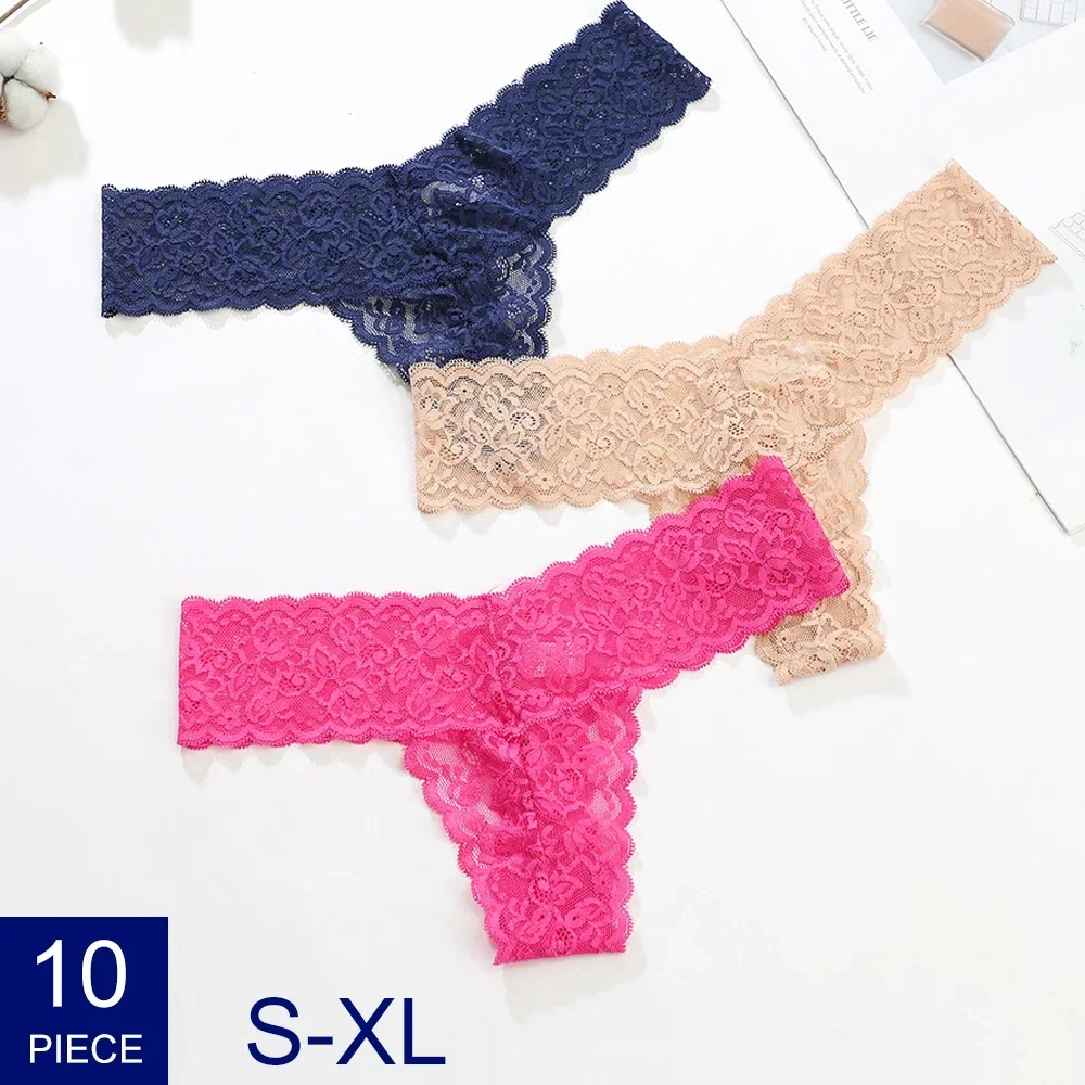 

10 Pcs/Set Plus Size Women Panties Lace Underwear For Ladies Lingerie Female G Strings Thong Sexy G-Strings Panty Sex Wholesale