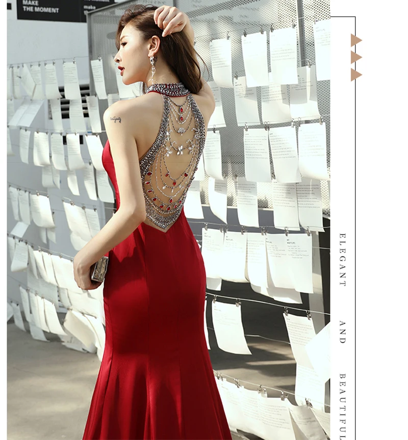 prom & dance dresses Long Prom Dress 2022 Mermaid Evening party Gowns Robe De Soiree Longue Sexy Backless Formal Dress dark green prom dress