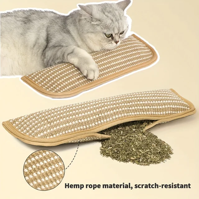 Oreiller et coussin à gratter, housse de lit en Sisal robuste avec coussin rempli, Base antidérapante, meubles doux et durables pour animaux de compagnie, 1 pièce 1