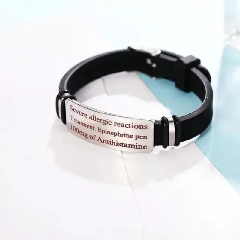 Personalized Medical Alert ID Tag Bracelet Sport Adjustable Bracelets Allergy ICE SOS Wristband for Men Woman