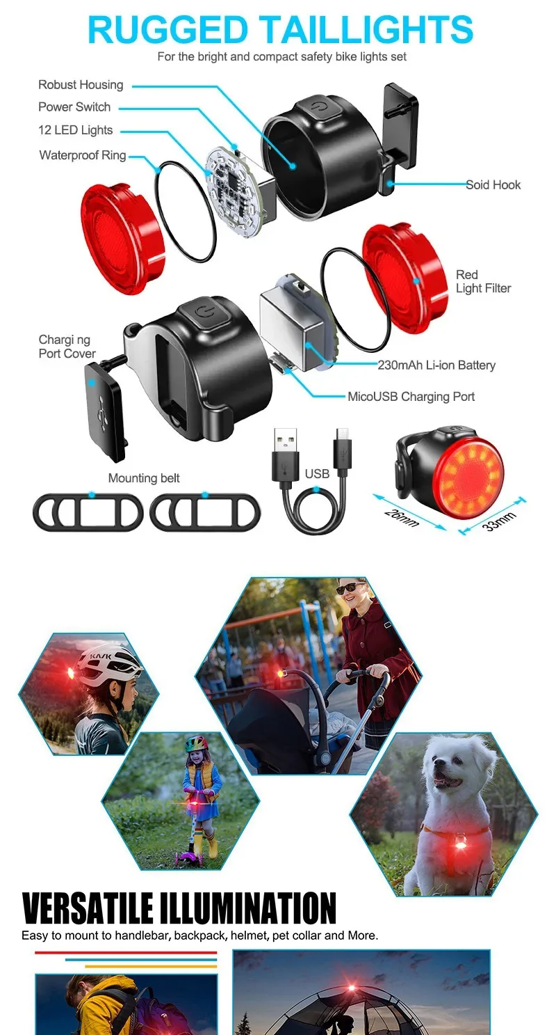 Съдържание на опаковката на велосипедна светлина Cyclami