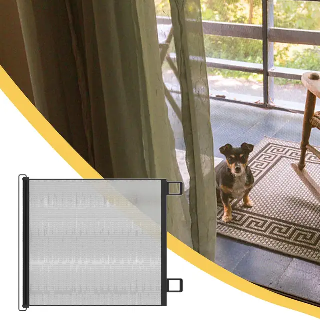 3 Sizes Pet Gate Fence Dog Cats Fence Indoor Automatic Retractable Stairway Aisle Isolation Mesh No Punch Safety Net Fence 3