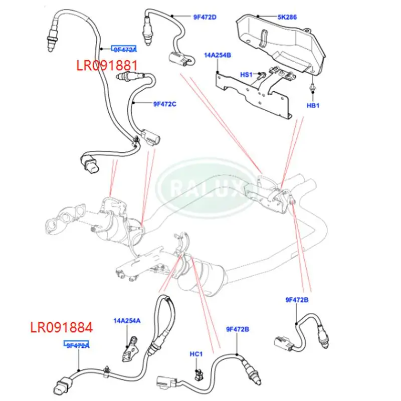 

RALUX LR091881 For LR RANGE ROVER VELLAR 2017 3.0SC 5.0NA+SC OXYGEN SENSOR