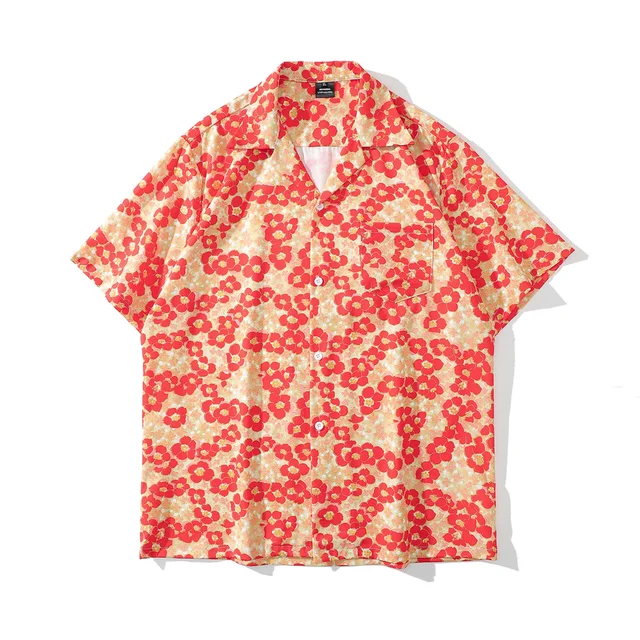 RED FLORAL SHIRT BLU & MARON