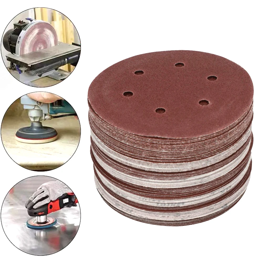 

5pcs 6 Holes 9Inch Sandpaper Woodworking Metal Grinding Disc Abrasive Polishing Tool 40-2000 Grit Sanding Discs