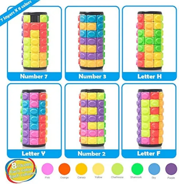 7 Layers Cylinder Cube Corn Shape 3D Magic Tower Develop Intelligence with Magic Cube Decompression Toy DIY Cylindrical Puzzle 3