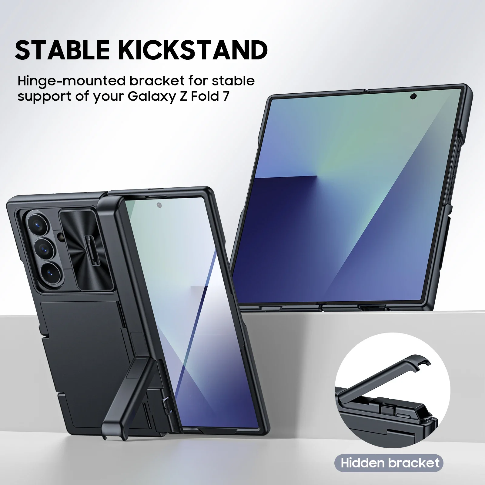 Ultimate Wallet Case with RFID Protection, Hidden Stand, Camera Guard, Shockproof Silicone - Black