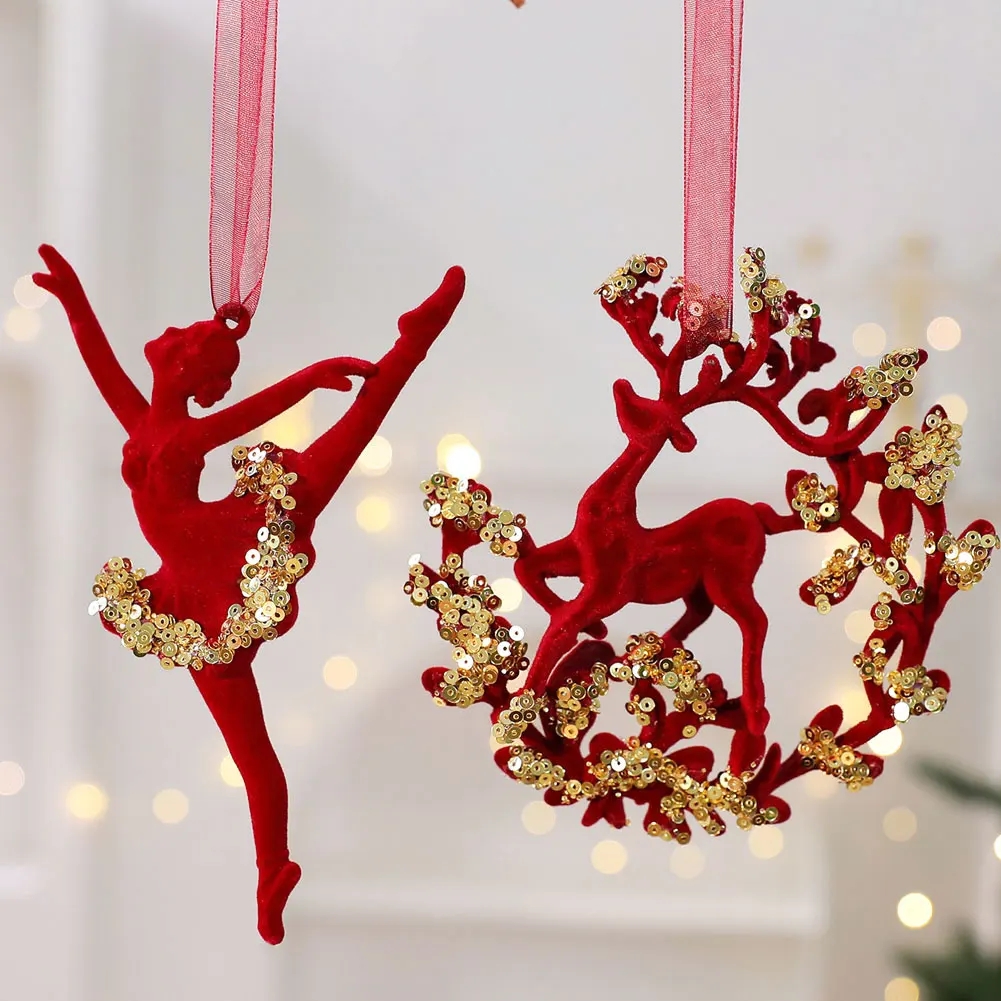 1pcs Hanging Red Velvet Flocked Bell Ornament Garland Bow Christmas Tree Mantel Door Holiday Party Home Decorations