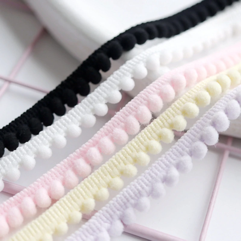 10mm Pom pom Lace Trims 5Yards Knitted pom fringe Ribbon DIY Sewing Material Wedding Party Craft Decors Clothing Accessories lace ribbon lace garment accessories lace sewing supplies lace decoration lace accessories lace sewing accessories clothing accessories pom pom trim