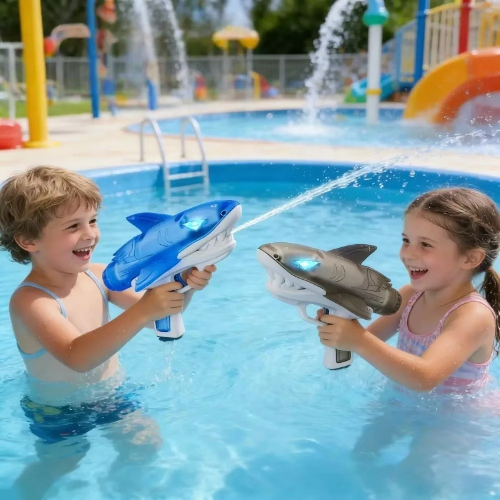 Shark Shape Electric Gun With LED Large Capacity Fully Automatic Continuous Fire Watergun Outdoor Water Fight Toy_voghion.com