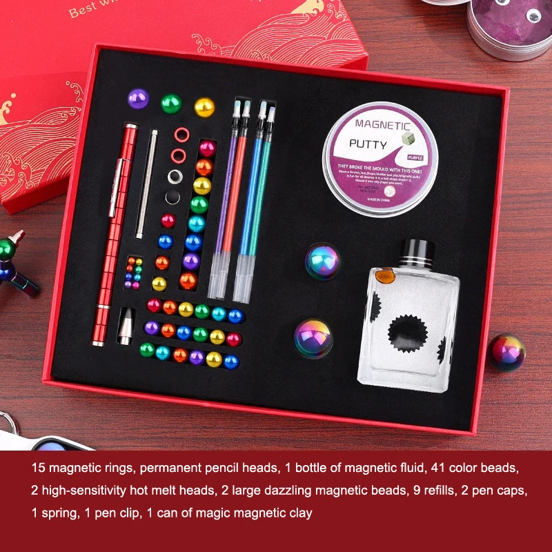 Creative magnetic rollerball, colorful puzzle game, party drawing, keychain, interactive science experiment pen, gift stationery
