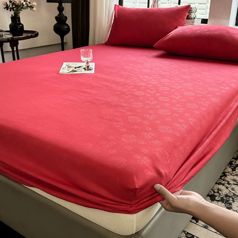 1 Simple Modern Flower Printed Matte Fitted Sheet, Bedroom Printed Bed Cover, Bedding (Excluding Pillowcases) 3