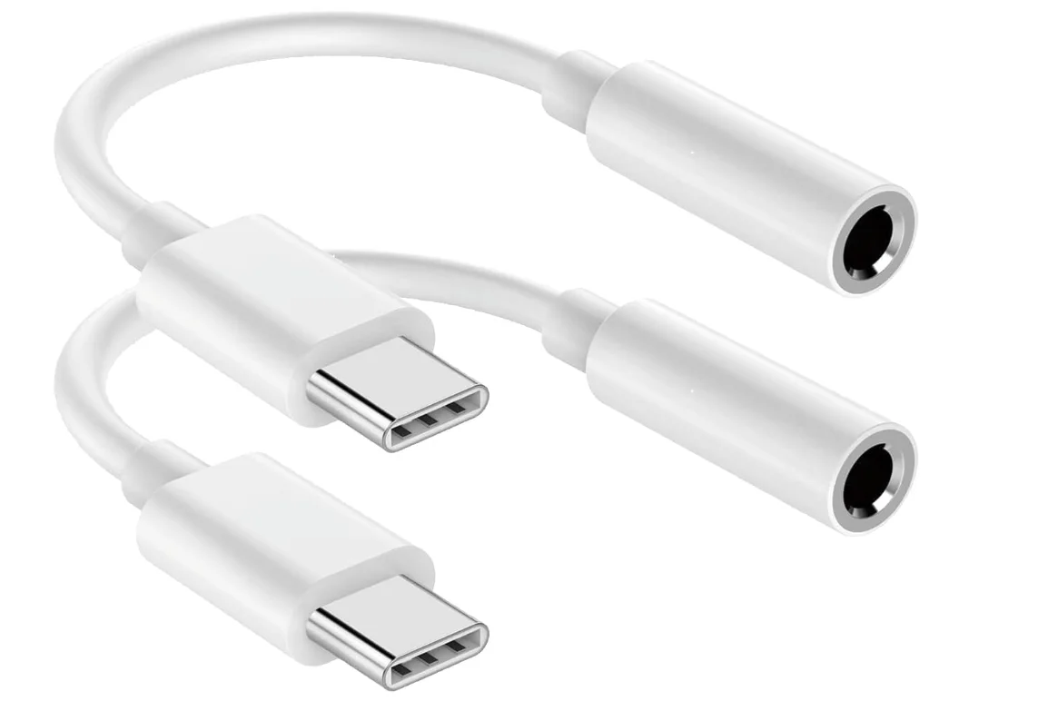 USB C-3.5mm 오디오 헤드폰 잭 어댑터(2팩), Aux-USB C 동글 코드 ..