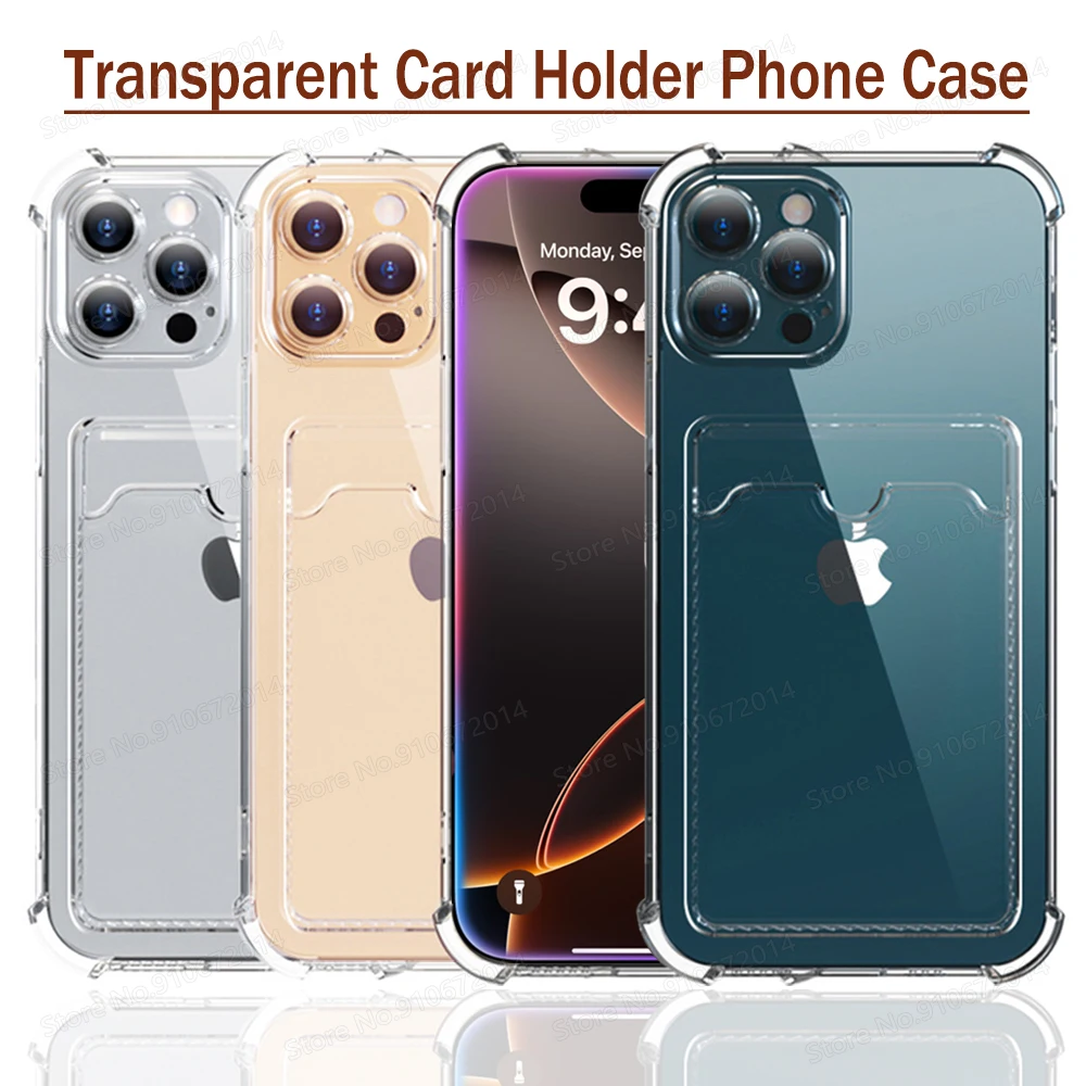 For iPhone 16 Pro Max Transparent Card Bag Wallet Case For iPhone