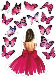 Beautiful Butterfly Back Girl Happy Birthday Party Cake Decoration Cake Topper Happy Mother\'s Day Cake Decorating Party Supplies