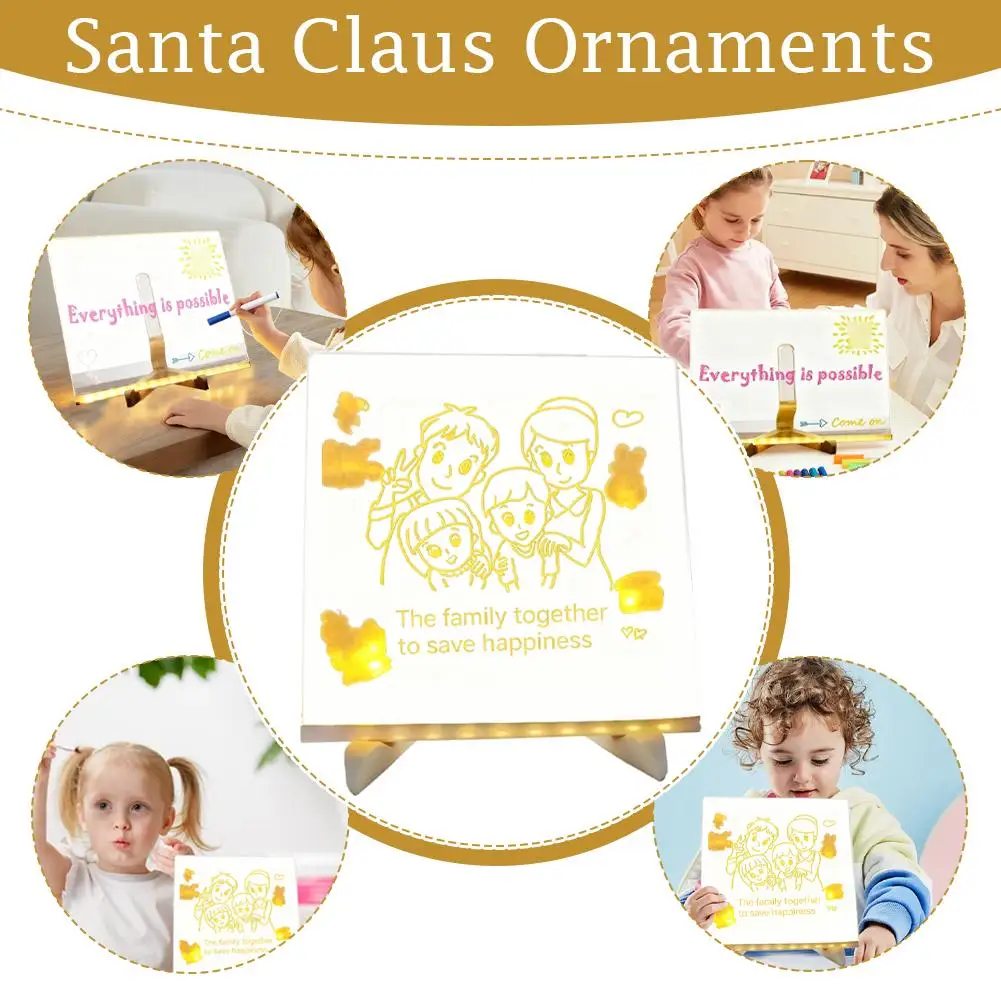Light Up Acrylic Message Board Rewritable DIY Children's Glowing Drawing Board Message Lamp With 7 Colorful Pens