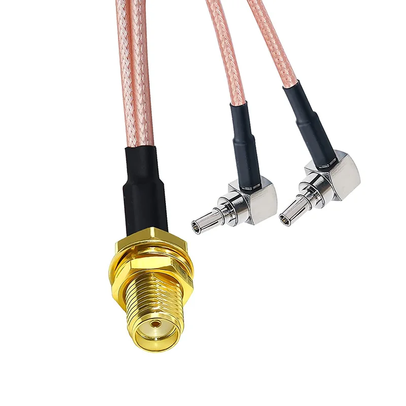 RP SMA Female to Dual TS9 CRC9 Male Plug 2XTS9 CRC9 Connector Adapter Y Type Splitter Pigtail RG316 RF Coax Extension Cable