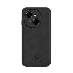 Tecno Spark Go Leather Magnetic Case with Matte Hard Back Cover for Tecno Pop 9 (Black)