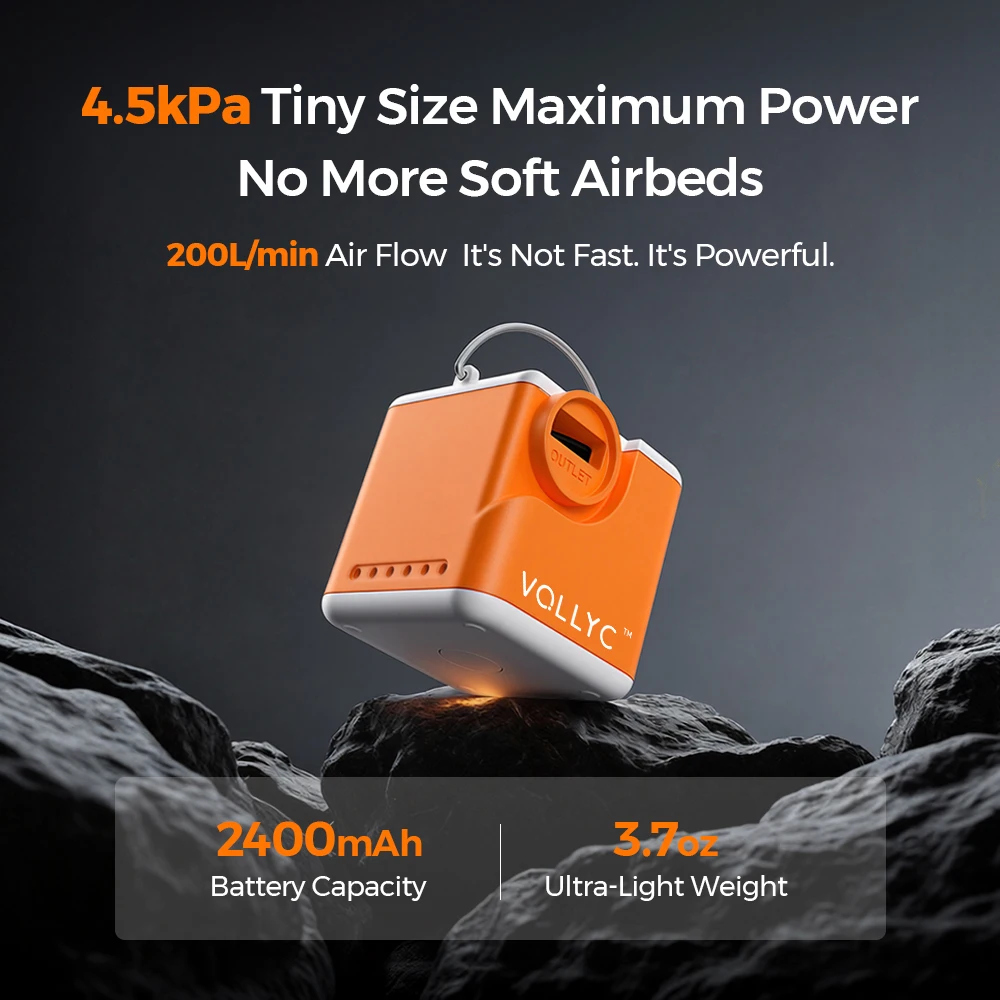 VOLLYC Electric Air Pump, NANO PUMP 5,Ultralight Portable Air Pump Rechargeable, suitable for air mattress, vacuum bag, camping