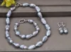 MTC·STAR  Z13240 Set Gray Baroque Keshi Reborn Pearl Necklace Bracelet Earring Custom Jewelry 4