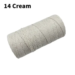 Vibrant 2mm Cotton Macrame Cord for Crafts and Home Decor - 100m Roll (14 Cream)