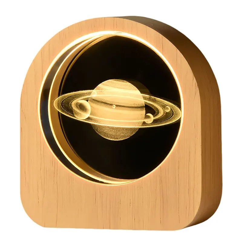 Enchanting Starry Sky Crystal Ball with Wooden Base - Solar System Galaxy Decor for Valentine's and Home Elegance