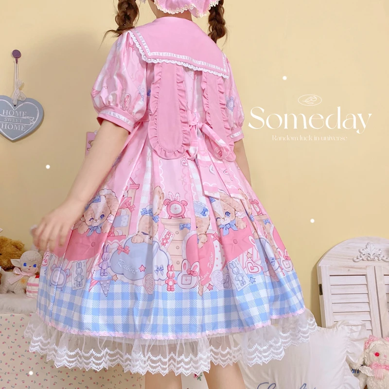 Sweet Dream Women's Lolita OP Dress Sailor Collar Short Sleeve One