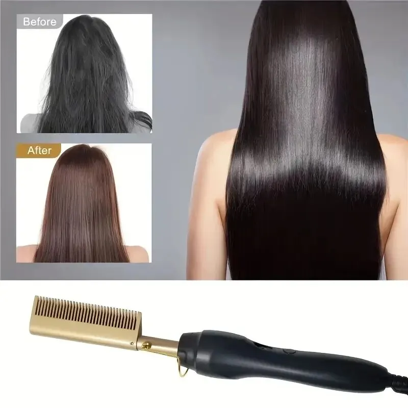 Straight hair comb, bangs, dry and wet dual-use copper comb, straight hair curling iron, household curling iron 3
