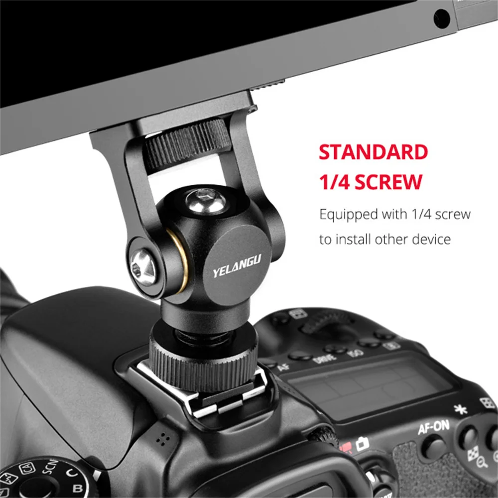 YELANGU Mini SLR Camera Gimbal Fixing Bracket Rotated Monitor Hot Shoe Stabilizer Bracket for Mobile Phone Load-Bearing 3KG