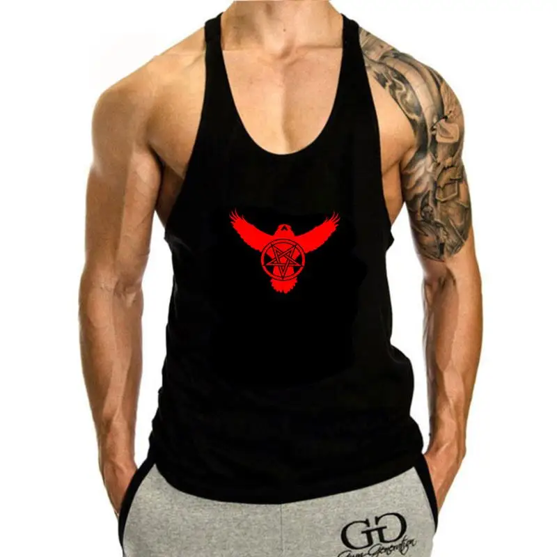 

Crow Pentagram tank top men Biker metal rock goth raven satanic satanistCool Casual pride tank top men men Unisex Fashionfree sh