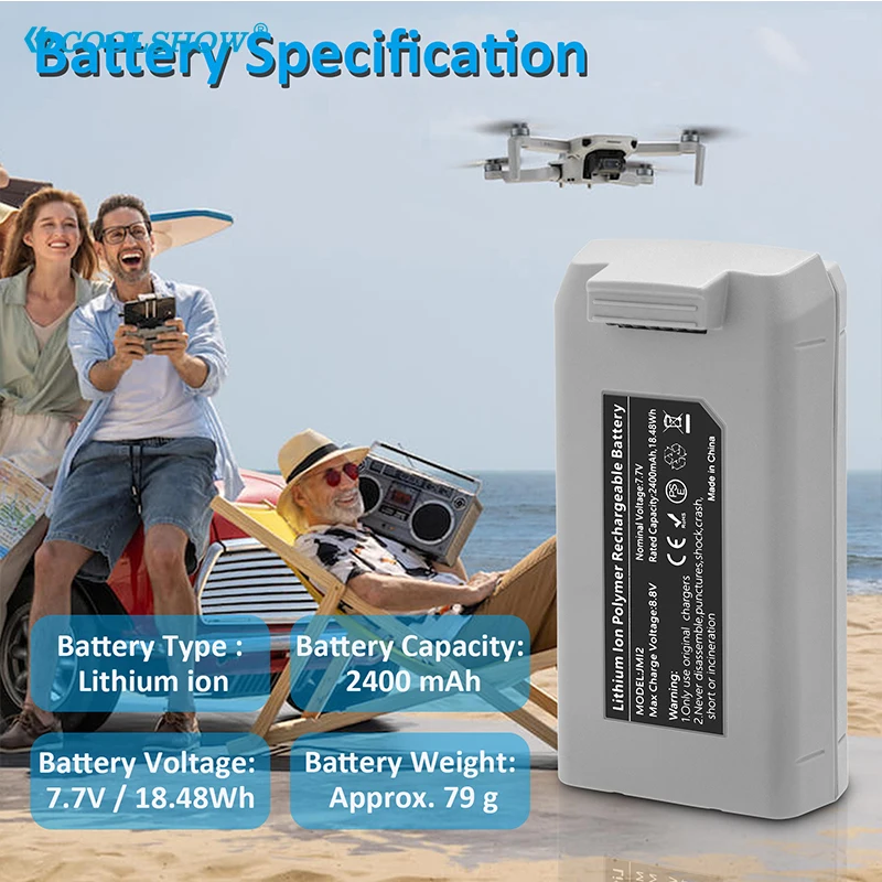 รูปสินค้า แบตเตอรี่โดรน 2400mAh สำหรับ DJI Mini 2 SE บินได้นานกว่าเดิม!