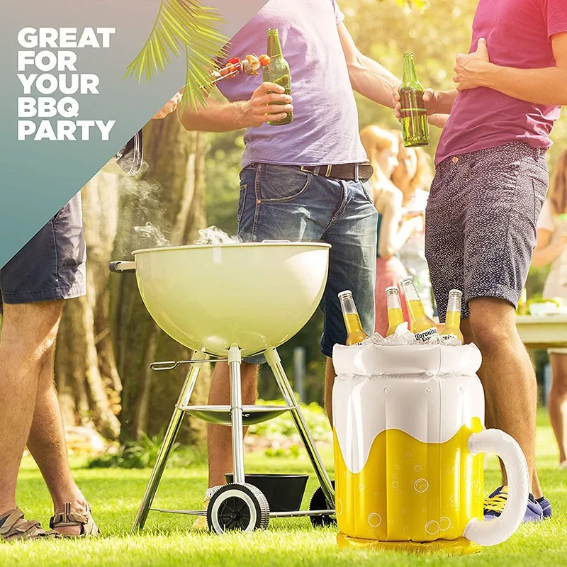Inflatable Beer Mug Ice Bucket - Portable Outdoor Beer Cooler, Beach Pool Party Ice Storage for Beverage Chilling Creativity