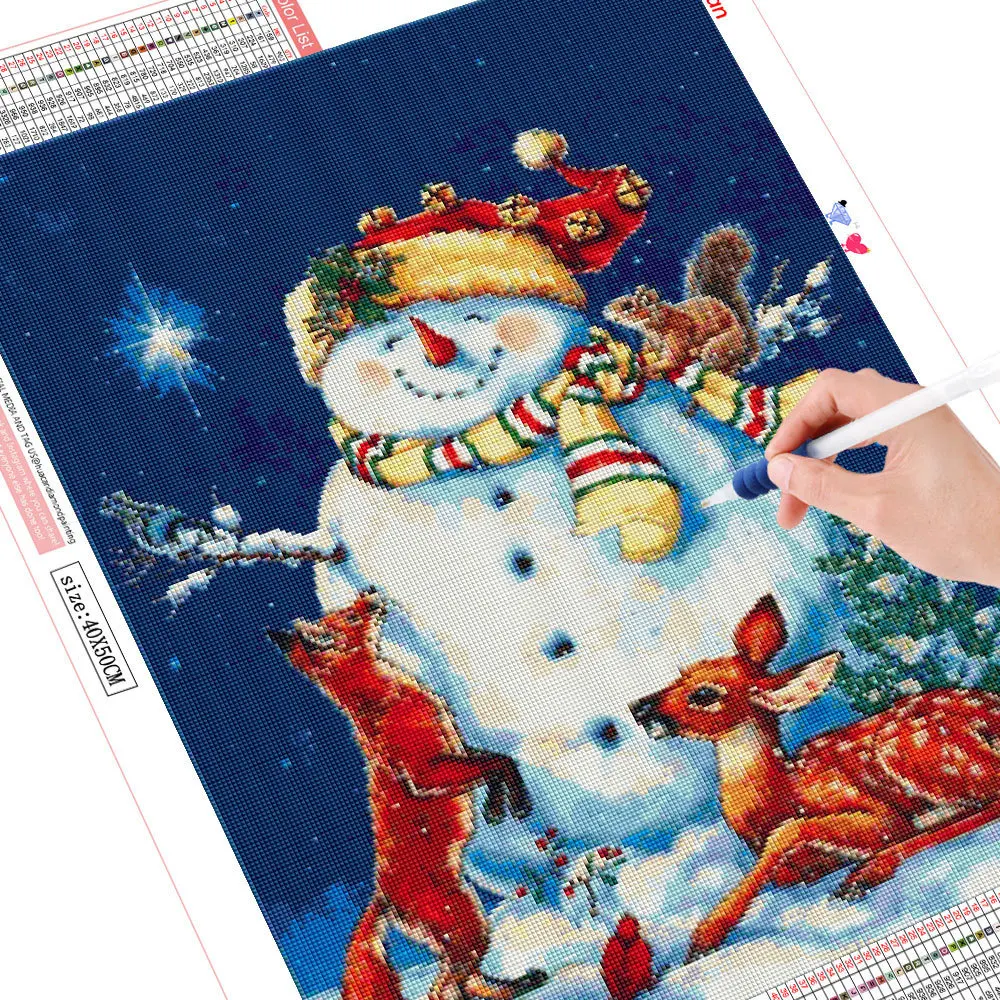 Huacan Christmas Diamond Embroidery Winter Snowman Mosaic Diamond