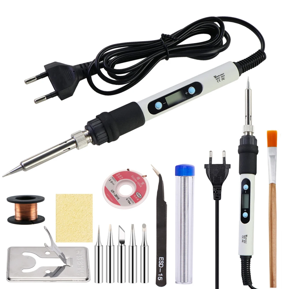 Soldering iron 80W Electric Soldering Iron Kit Set Digital Temperature Adjustable Welding Tool Solder Tin With Iron Tips Repair Tools