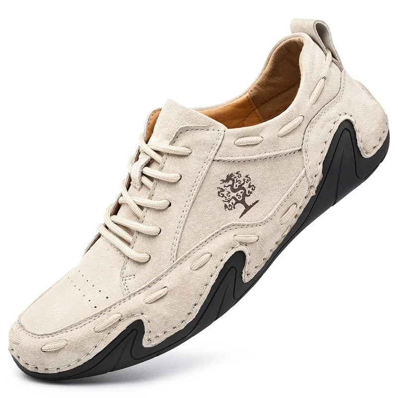 

Leather Shoes lace up Trend Comfortable Men Shoes outdoor High Quality Soft Homme Classic Ankle Non-slip Flats Moccasin Trend