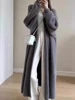 Autumn/Winter Lazy Style Warm Knee Length Thickened Women Cardigan Pure Imitation Mink Fleece Knitted Sweater Women Warm Coat 1