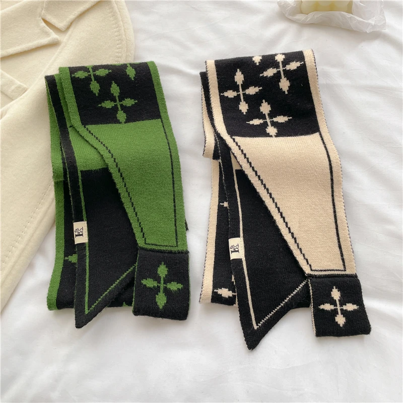 Marke Winter Kaschmir Gestrickte Schal für Frauen Design Drucken Warme Halstuch Bandana Dame Lange Dünne Schals Hals Krawatte_voghion.com