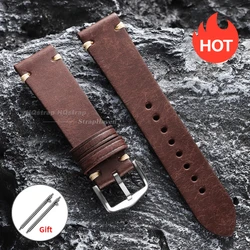 Classic Cowhide Leather Watch Strap - Quick Release Wrist Band Accessories - 20mm (Light Brown)