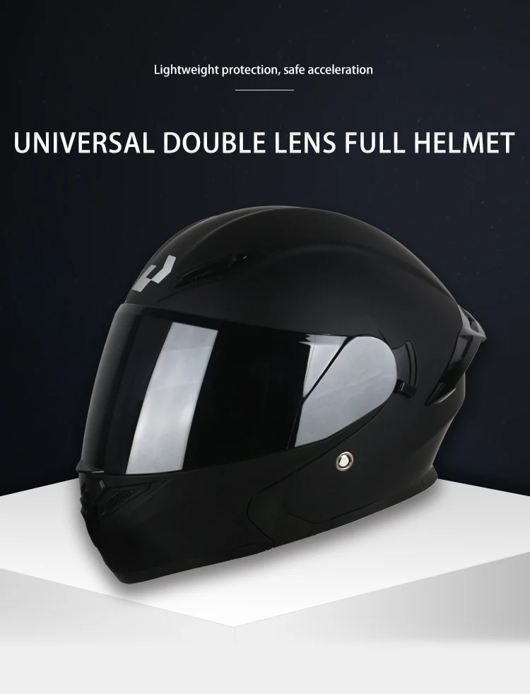 Professional motorcycle helmet with dual lens safety protection system