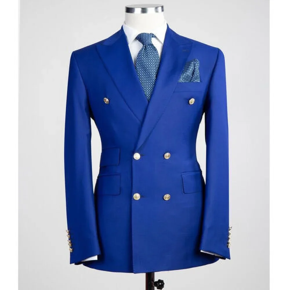 Men suits jackets Elegant Solid Peak Lapel Double Breasted