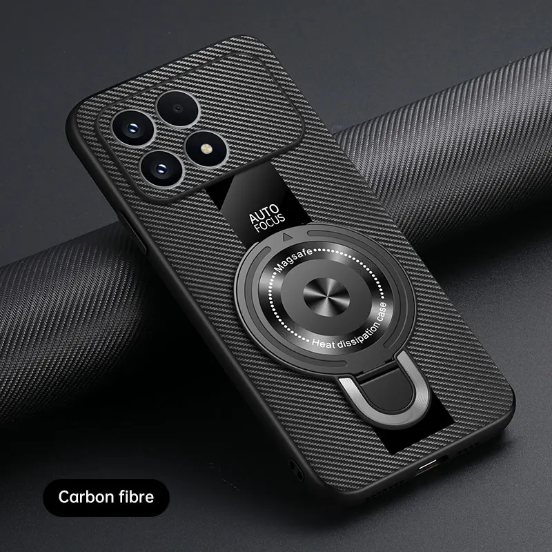 Luxury Silicone Sheepskin Leather Shockproof Back Cover with Magnetic Ring Holder
