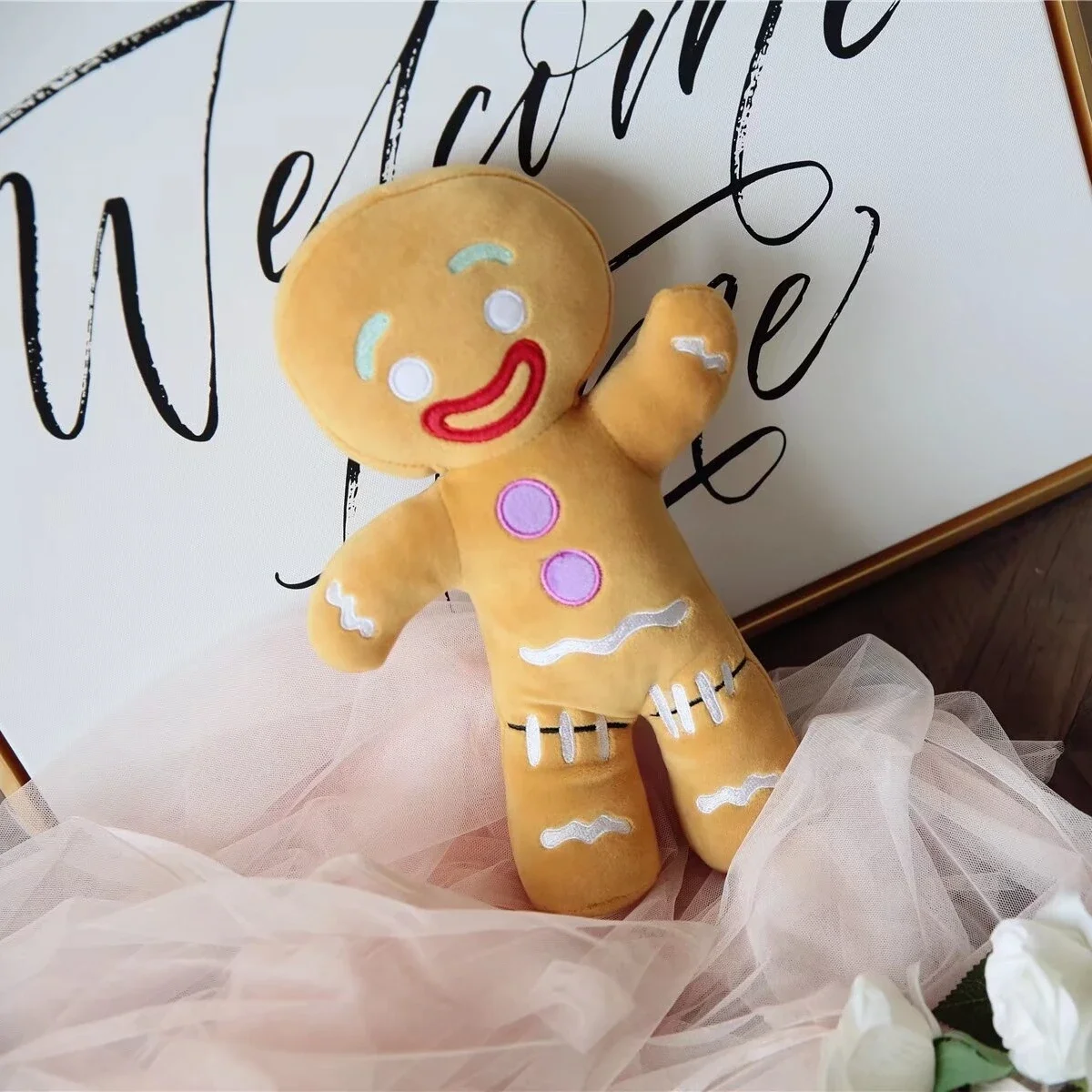 Cartoon Gingerbread Man Throw Pillow Stuffed Anime Biscuit Shrek Plushies Baby Appease Doll Pendant Cushion Sofa Bed Home Decor 4